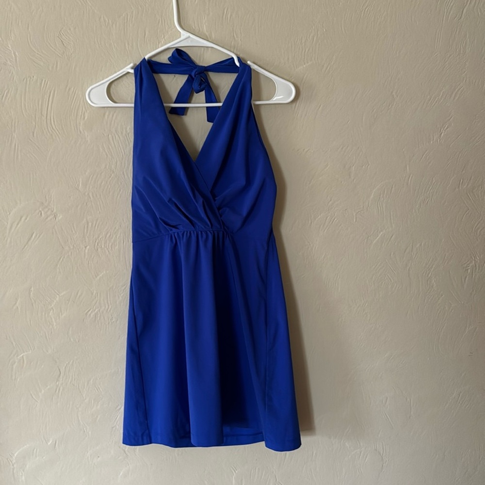 Athleta Go Anywhere Blue halter dress
